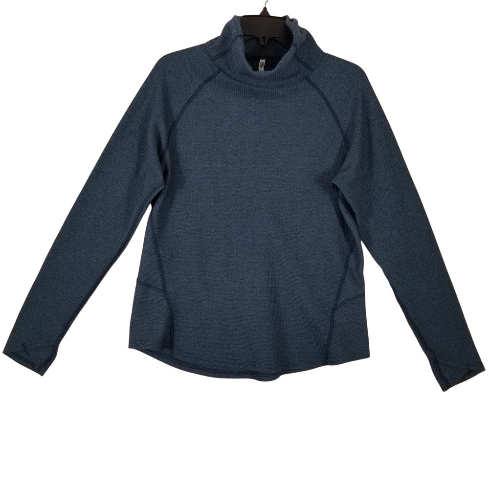 Kuhl Womens Blue Textured Fleece Funnel Neck Raglan Pullover Sweater Large